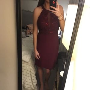 Sequin Lace Bodice Cocktail Sheath